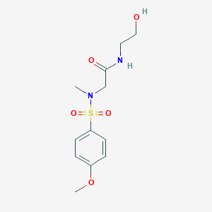 molecular formula C12H18N2O5S B297061 N-(2-hydroxyethyl)-2-[[(4-methoxyphenyl)sulfonyl](methyl)amino]acetamide 