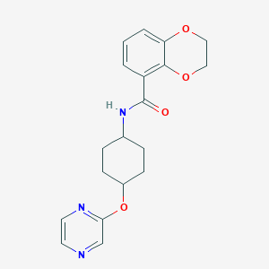 molecular formula C19H21N3O4 B2970615 N-((1r,4r)-4-(吡嗪-2-基氧基)环己基)-2,3-二氢苯并[b][1,4]二噁英-5-甲酰胺 CAS No. 2034397-08-3