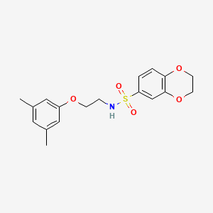 molecular formula C18H21NO5S B2970620 N-(2-(3,5-dimethylphenoxy)ethyl)-2,3-dihydrobenzo[b][1,4]dioxine-6-sulfonamide CAS No. 1105235-32-2