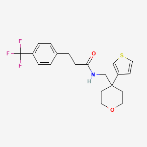 molecular formula C20H22F3NO2S B2970624 N-((4-(thiophen-3-yl)tetrahydro-2H-pyran-4-yl)methyl)-3-(4-(trifluoromethyl)phenyl)propanamide CAS No. 2309796-31-2