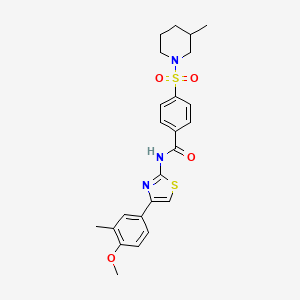 molecular formula C24H27N3O4S2 B2970631 N-(4-(4-methoxy-3-methylphenyl)thiazol-2-yl)-4-((3-methylpiperidin-1-yl)sulfonyl)benzamide CAS No. 683264-07-5