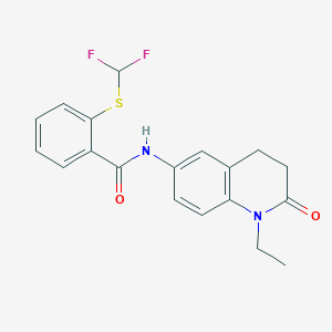 molecular formula C19H18F2N2O2S B2970634 2-((difluoromethyl)thio)-N-(1-ethyl-2-oxo-1,2,3,4-tetrahydroquinolin-6-yl)benzamide CAS No. 1448070-40-3