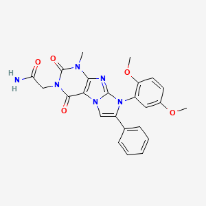 molecular formula C24H22N6O5 B2970635 2-(8-(2,5-dimethoxyphenyl)-1-methyl-2,4-dioxo-7-phenyl-1H-imidazo[2,1-f]purin-3(2H,4H,8H)-yl)acetamide CAS No. 886901-53-7