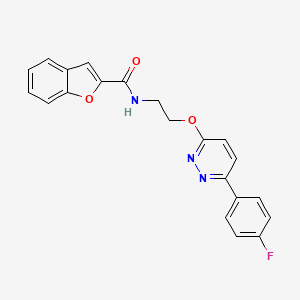molecular formula C21H16FN3O3 B2970642 N-(2-((6-(4-氟苯基)吡啶嗪-3-基)氧基)乙基)苯并呋喃-2-甲酰胺 CAS No. 1207026-73-0