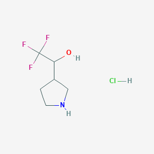 molecular formula C6H11ClF3NO B2970648 2,2,2-Trifluoro-1-(pyrrolidin-3-yl)ethan-1-ol hydrochloride CAS No. 1613292-86-6