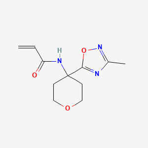 molecular formula C11H15N3O3 B2970652 N-[4-(3-Methyl-1,2,4-oxadiazol-5-yl)oxan-4-yl]prop-2-enamide CAS No. 2305414-09-7