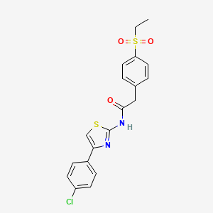 molecular formula C19H17ClN2O3S2 B2970657 N-(4-(4-chlorophenyl)thiazol-2-yl)-2-(4-(ethylsulfonyl)phenyl)acetamide CAS No. 919853-41-1