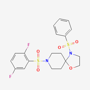 molecular formula C19H20F2N2O5S2 B2970658 8-((2,5-二氟苯基)磺酰基)-4-(苯磺酰基)-1-氧代-4,8-二氮杂螺[4.5]癸烷 CAS No. 898453-07-1