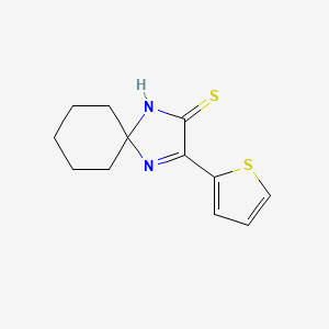 molecular formula C12H14N2S2 B2970659 3-(Thiophen-2-yl)-1,4-diazaspiro[4.5]dec-3-ene-2-thione CAS No. 1325304-27-5