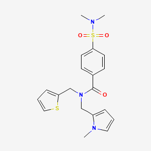molecular formula C20H23N3O3S2 B2970665 4-(N,N-dimethylsulfamoyl)-N-((1-methyl-1H-pyrrol-2-yl)methyl)-N-(thiophen-2-ylmethyl)benzamide CAS No. 1251561-05-3