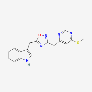 molecular formula C17H15N5OS B2970668 3-[(3-{[6-(methylsulfanyl)pyrimidin-4-yl]methyl}-1,2,4-oxadiazol-5-yl)methyl]-1H-indole CAS No. 1808509-15-0