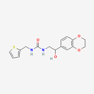 molecular formula C16H18N2O4S B2970679 1-(2-(2,3-Dihydrobenzo[b][1,4]dioxin-6-yl)-2-hydroxyethyl)-3-(thiophen-2-ylmethyl)urea CAS No. 2034353-42-7