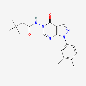 molecular formula C19H23N5O2 B2970684 N-(1-(3,4-dimethylphenyl)-4-oxo-1H-pyrazolo[3,4-d]pyrimidin-5(4H)-yl)-3,3-dimethylbutanamide CAS No. 899966-94-0