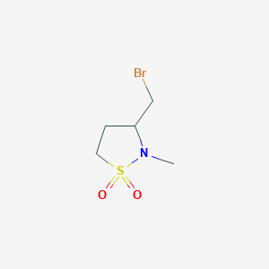 molecular formula C5H10BrNO2S B2970686 3-(Bromomethyl)-2-methyl-1lambda6,2-thiazolidine-1,1-dione CAS No. 1824316-99-5