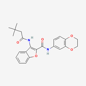 molecular formula C23H24N2O5 B2970692 N-(2,3-dihydrobenzo[b][1,4]dioxin-6-yl)-3-(3,3-dimethylbutanamido)benzofuran-2-carboxamide CAS No. 888465-30-3