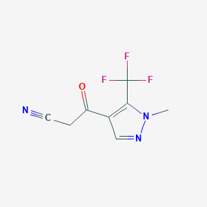 molecular formula C8H6F3N3O B2970693 3-[1-methyl-5-(trifluoromethyl)-1H-pyrazol-4-yl]-3-oxopropanenitrile CAS No. 956779-03-6