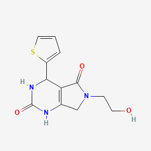 molecular formula C12H13N3O3S B2970694 6-(2-hydroxyethyl)-4-(thiophen-2-yl)-3,4,6,7-tetrahydro-1H-pyrrolo[3,4-d]pyrimidine-2,5-dione CAS No. 455949-97-0