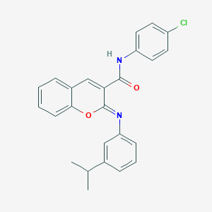 molecular formula C25H21ClN2O2 B2970700 (2Z)-N-(4-chlorophenyl)-2-{[3-(propan-2-yl)phenyl]imino}-2H-chromene-3-carboxamide CAS No. 1327169-97-0