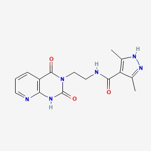 molecular formula C15H16N6O3 B2970703 N-(2-(2,4-dioxo-1,2-dihydropyrido[2,3-d]pyrimidin-3(4H)-yl)ethyl)-3,5-dimethyl-1H-pyrazole-4-carboxamide CAS No. 2034201-90-4