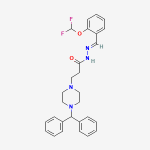 molecular formula C28H30F2N4O2 B2970707 (E)-3-(4-二苯甲基哌嗪-1-基)-N'-(2-(二氟甲氧基)亚苄基)丙烷酰肼 CAS No. 398998-16-8