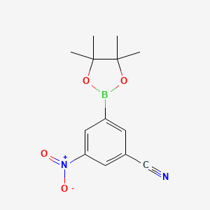 molecular formula C13H15BN2O4 B2970708 3-Nitro-5-(tetramethyl-1,3,2-dioxaborolan-2-yl)benzonitrile CAS No. 1392812-18-8