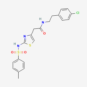molecular formula C20H20ClN3O3S2 B2970712 N-(4-chlorophenethyl)-2-(2-(4-methylphenylsulfonamido)thiazol-4-yl)acetamide CAS No. 922072-69-3