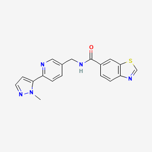 molecular formula C18H15N5OS B2970717 N-((6-(1-甲基-1H-吡唑-5-基)吡啶-3-基)甲基)苯并[d]噻唑-6-羧酰胺 CAS No. 2034369-25-8