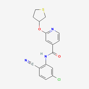 molecular formula C17H14ClN3O2S B2970718 N-(5-chloro-2-cyanophenyl)-2-((tetrahydrothiophen-3-yl)oxy)isonicotinamide CAS No. 2034239-31-9
