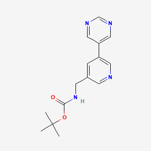 molecular formula C15H18N4O2 B2970721 Tert-butyl ((5-(pyrimidin-5-yl)pyridin-3-yl)methyl)carbamate CAS No. 2309313-38-8