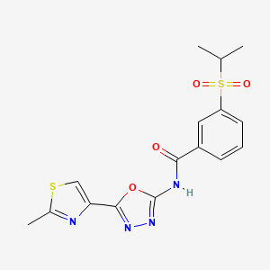 molecular formula C16H16N4O4S2 B2970727 3-(isopropylsulfonyl)-N-(5-(2-methylthiazol-4-yl)-1,3,4-oxadiazol-2-yl)benzamide CAS No. 1251557-19-3