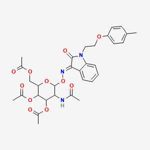 (E)-5-acetamido-2-(acetoxymethyl)-6-(((2-oxo-1-(2-(p-tolyloxy)ethyl)indolin-3-ylidene)amino)oxy)tetrahydro-2H-pyran-3,4-diyl diacetate