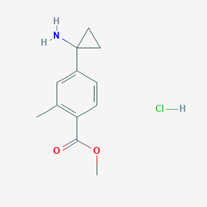 molecular formula C12H16ClNO2 B2970732 Methyl 4-(1-aminocyclopropyl)-2-methylbenzoate;hydrochloride CAS No. 2361636-09-9