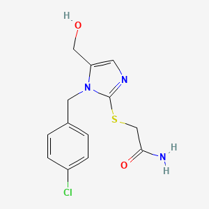 molecular formula C13H14ClN3O2S B2970739 2-((1-(4-chlorobenzyl)-5-(hydroxymethyl)-1H-imidazol-2-yl)thio)acetamide CAS No. 899999-89-4