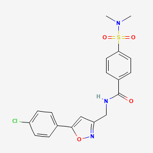 molecular formula C19H18ClN3O4S B2970741 N-((5-(4-氯苯基)异恶唑-3-基)甲基)-4-(N,N-二甲基氨磺酰基)苯甲酰胺 CAS No. 952963-15-4