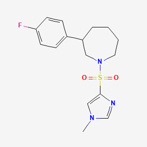 molecular formula C16H20FN3O2S B2970764 3-(4-氟苯基)-1-((1-甲基-1H-咪唑-4-基)磺酰基)氮杂环己烷 CAS No. 1797187-50-8