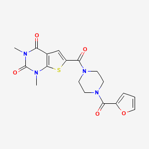molecular formula C18H18N4O5S B2970765 6-(4-(furan-2-carbonyl)piperazine-1-carbonyl)-1,3-dimethylthieno[2,3-d]pyrimidine-2,4(1H,3H)-dione CAS No. 946206-92-4