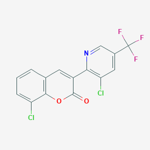 molecular formula C15H6Cl2F3NO2 B2970779 8-chloro-3-[3-chloro-5-(trifluoromethyl)pyridin-2-yl]-2H-chromen-2-one CAS No. 2058453-26-0