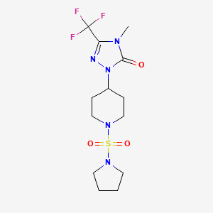molecular formula C13H20F3N5O3S B2970782 4-methyl-1-(1-(pyrrolidin-1-ylsulfonyl)piperidin-4-yl)-3-(trifluoromethyl)-1H-1,2,4-triazol-5(4H)-one CAS No. 2034418-13-6
