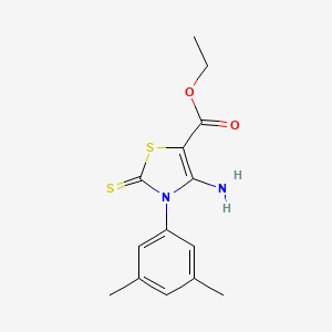 molecular formula C14H16N2O2S2 B2970784 Ethyl 4-amino-3-(3,5-dimethylphenyl)-2-sulfanylidene-1,3-thiazole-5-carboxylate CAS No. 689771-97-9