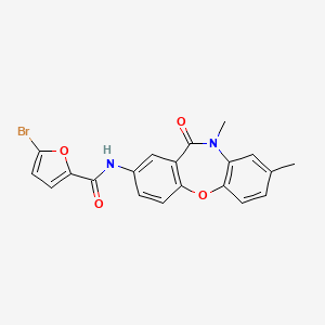molecular formula C20H15BrN2O4 B2970785 5-溴-N-(8,10-二甲基-11-氧代-10,11-二氢二苯并[b,f][1,4]恶杂环庚-2-基)呋喃-2-甲酰胺 CAS No. 922135-68-0