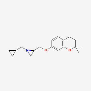 molecular formula C18H25NO2 B2970792 1-(Cyclopropylmethyl)-2-[(2,2-dimethyl-3,4-dihydrochromen-7-yl)oxymethyl]aziridine CAS No. 2411220-68-1
