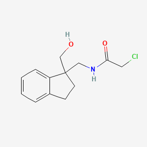 molecular formula C13H16ClNO2 B2970800 2-Chloro-N-[[1-(hydroxymethyl)-2,3-dihydroinden-1-yl]methyl]acetamide CAS No. 2411305-30-9