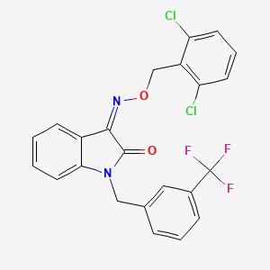 molecular formula C23H15Cl2F3N2O2 B2970804 (3Z)-3-{[(2,6-dichlorophenyl)methoxy]imino}-1-{[3-(trifluoromethyl)phenyl]methyl}-2,3-dihydro-1H-indol-2-one CAS No. 477853-39-7