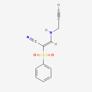 molecular formula C12H10N2O2S B2970812 2-(Phenylsulfonyl)-3-(prop-2-ynylamino)prop-2-enenitrile CAS No. 1025261-12-4
