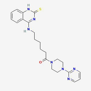 molecular formula C22H27N7OS B2970816 1-(4-(嘧啶-2-基)哌嗪-1-基)-6-((2-硫代-1,2-二氢喹唑啉-4-基)氨基)己烷-1-酮 CAS No. 689266-66-8