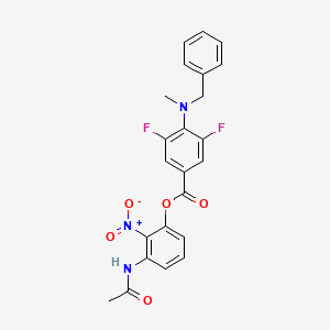 molecular formula C23H19F2N3O5 B2970821 3-Acetamido-2-nitrophenyl 4-(benzyl(methyl)amino)-3,5-difluorobenzoate CAS No. 1864061-72-2