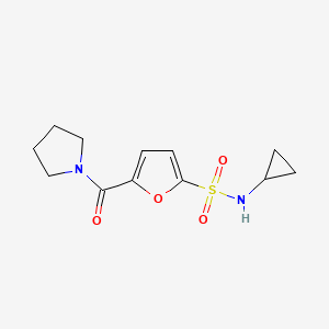 molecular formula C12H16N2O4S B2970822 N-环丙基-5-(吡咯烷-1-羰基)呋喃-2-磺酰胺 CAS No. 1170938-14-3