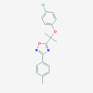 molecular formula C18H17ClN2O2 B297083 5-[2-(4-Chlorophenoxy)propan-2-yl]-3-(4-methylphenyl)-1,2,4-oxadiazole 