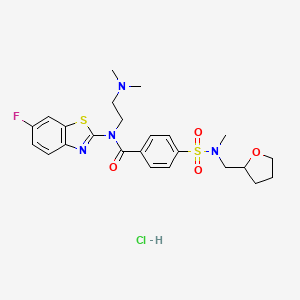 molecular formula C24H30ClFN4O4S2 B2970831 N-(2-(dimethylamino)ethyl)-N-(6-fluorobenzo[d]thiazol-2-yl)-4-(N-methyl-N-((tetrahydrofuran-2-yl)methyl)sulfamoyl)benzamide hydrochloride CAS No. 1216561-37-3