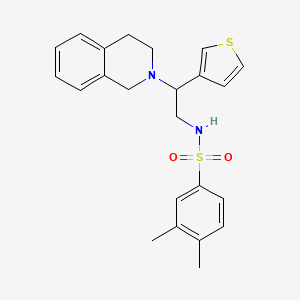 molecular formula C23H26N2O2S2 B2970833 N-(2-(3,4-dihydroisoquinolin-2(1H)-yl)-2-(thiophen-3-yl)ethyl)-3,4-dimethylbenzenesulfonamide CAS No. 954672-15-2
